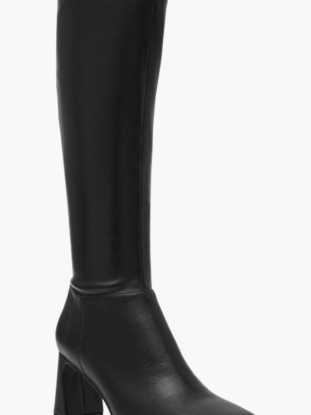 Steve Madden Black Knee-High Zip Heel Block Boots Faux Leather Various Sizes